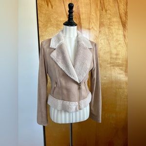 Windsor aviator style jacket beige faux fur lined